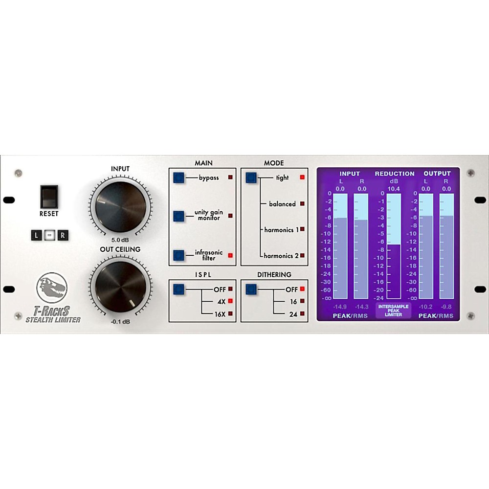 T-RackS Stealth Limiter is an ultra-transparent mastering peak limiter.
