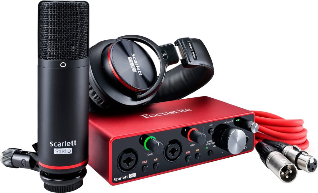 Focusrite Scarlett 2i2 Studio 3rd Gen Recording Package.
